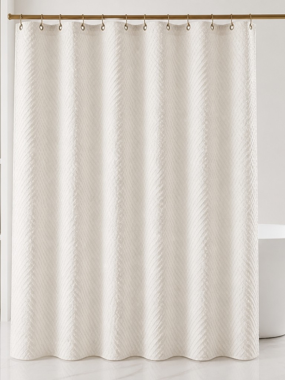 Classic Ivory Textured Shower Curtain - Home Bath
